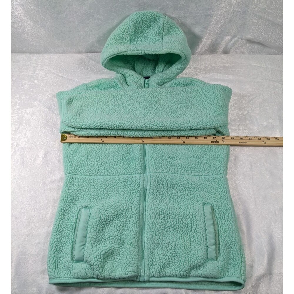 Reebok Girls L 14/16 Mint Green Sherpa Fleece Hooded Full Zip Jacket Pockets - Picture 6 of 8